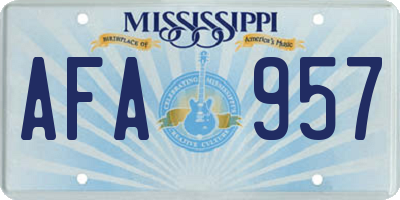 MS license plate AFA957