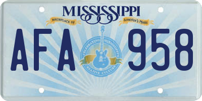 MS license plate AFA958