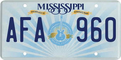 MS license plate AFA960