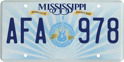 MS license plate AFA978