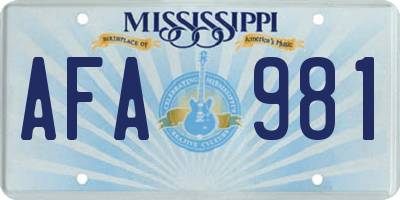 MS license plate AFA981