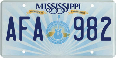 MS license plate AFA982