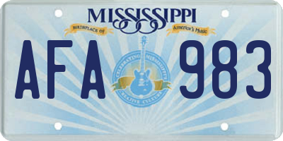 MS license plate AFA983