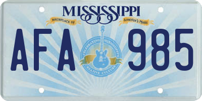 MS license plate AFA985