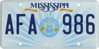 MS license plate AFA986