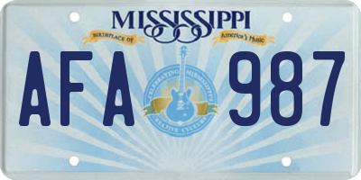 MS license plate AFA987