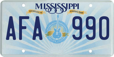 MS license plate AFA990