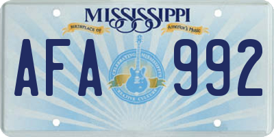 MS license plate AFA992