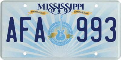 MS license plate AFA993