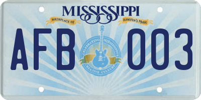 MS license plate AFB003