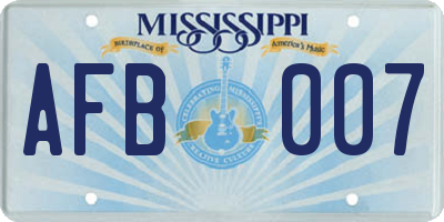 MS license plate AFB007