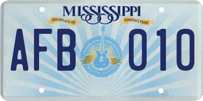 MS license plate AFB010
