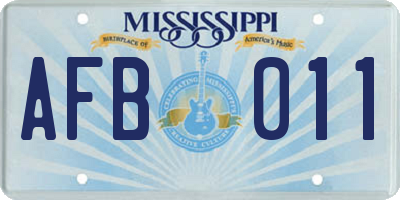 MS license plate AFB011