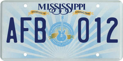 MS license plate AFB012