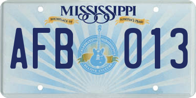 MS license plate AFB013