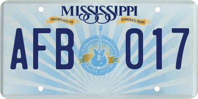 MS license plate AFB017