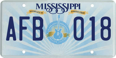 MS license plate AFB018