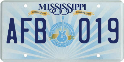 MS license plate AFB019