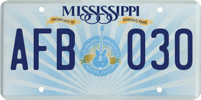 MS license plate AFB030