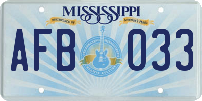 MS license plate AFB033