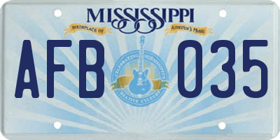 MS license plate AFB035