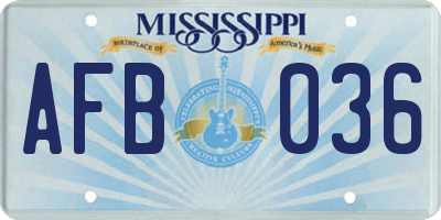 MS license plate AFB036