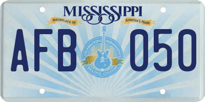MS license plate AFB050