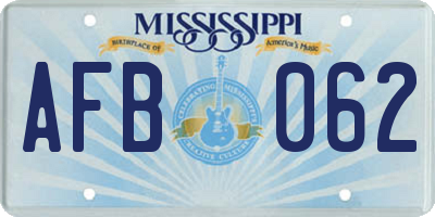 MS license plate AFB062