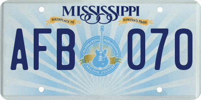 MS license plate AFB070