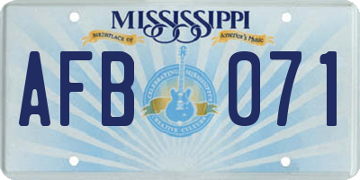 MS license plate AFB071