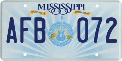 MS license plate AFB072