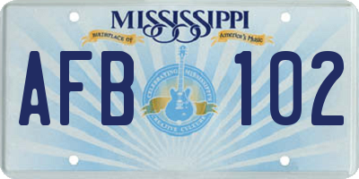 MS license plate AFB102