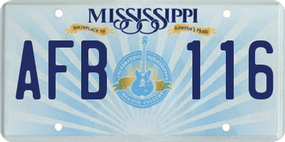 MS license plate AFB116