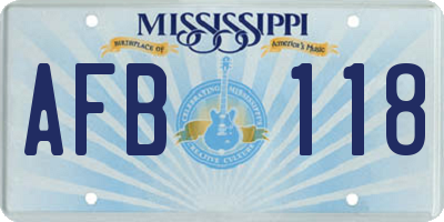 MS license plate AFB118