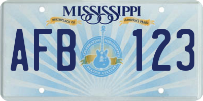 MS license plate AFB123