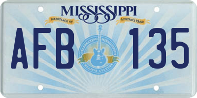 MS license plate AFB135
