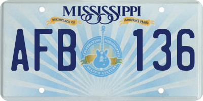 MS license plate AFB136