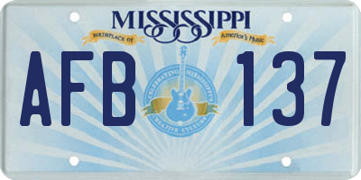 MS license plate AFB137