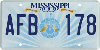 MS license plate AFB178