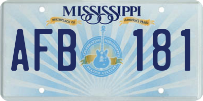 MS license plate AFB181