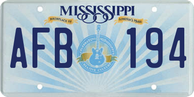 MS license plate AFB194