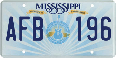 MS license plate AFB196