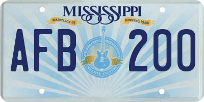 MS license plate AFB200