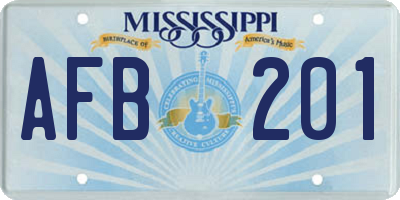 MS license plate AFB201