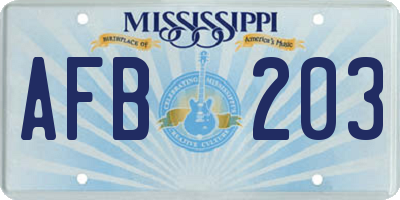 MS license plate AFB203