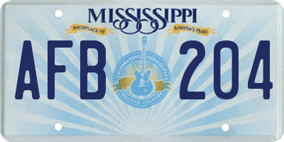 MS license plate AFB204