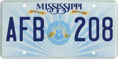 MS license plate AFB208
