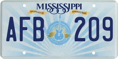 MS license plate AFB209