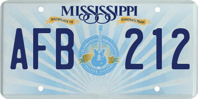 MS license plate AFB212