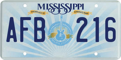 MS license plate AFB216